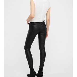 Vegan leather lattice skinny pants
